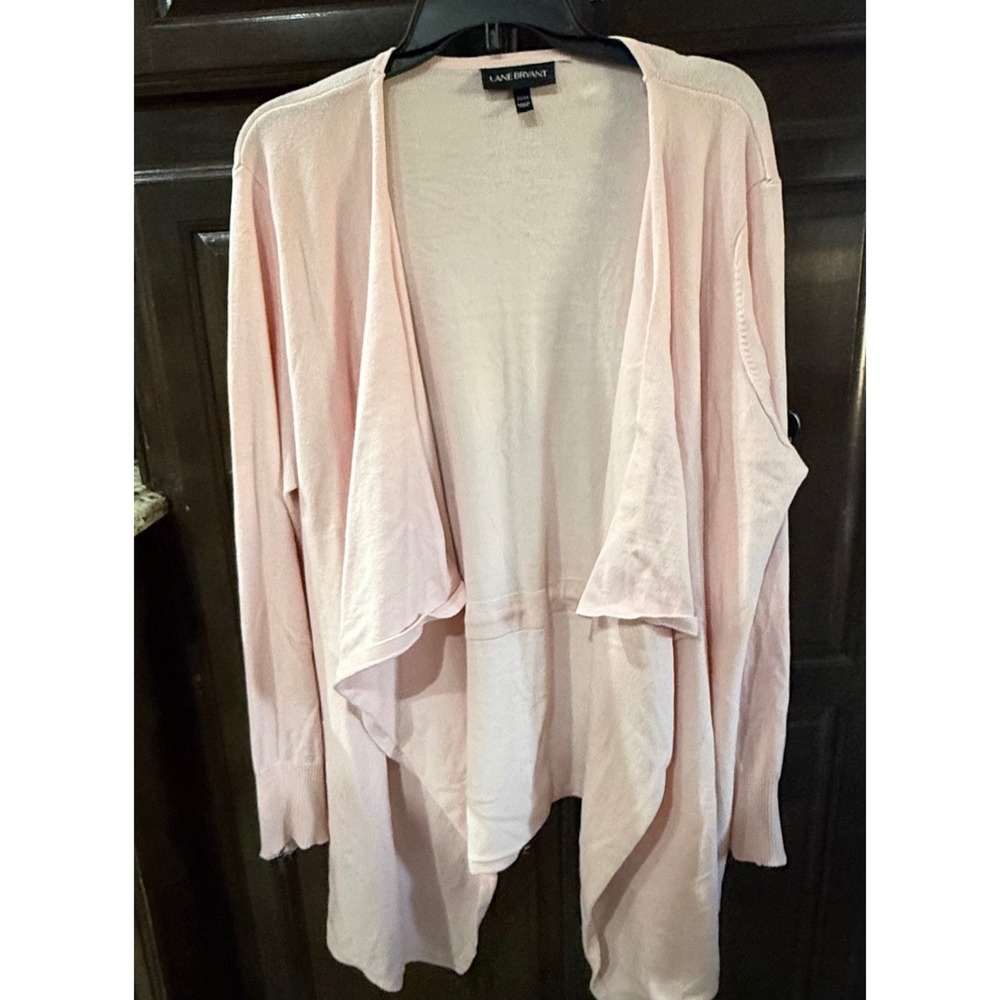 Lane Bryant Pink Waterfall Open Front Cardigan Zipper Cuff Sweater Plus 22/24